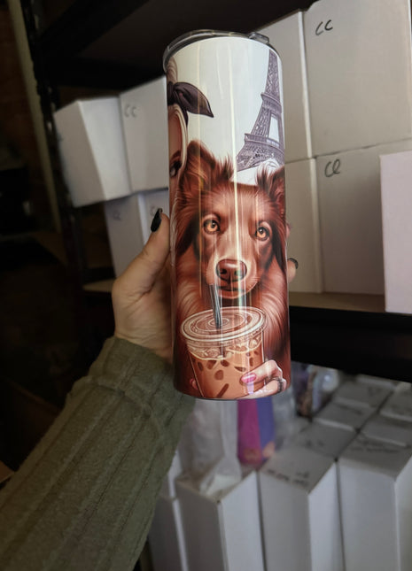 Pre-Made 20oz Girl and her Shepherd Pup