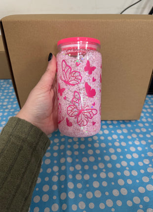Pre-Made Snowglobe Pink Butterflies