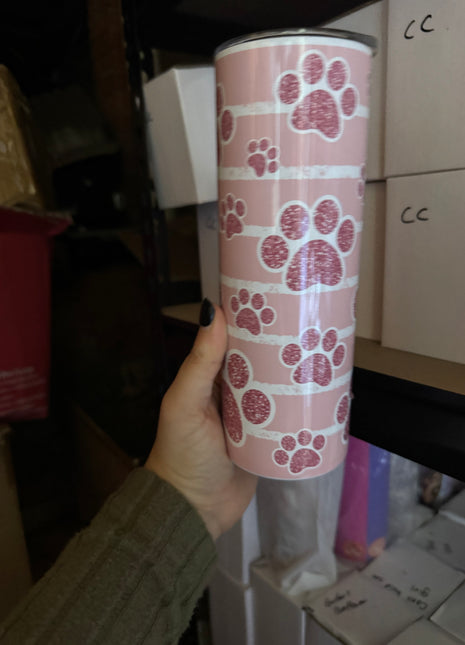 Pre-Made 20oz Pink Paw Print