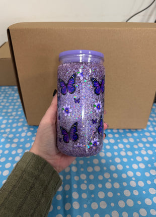 Pre-Made Snowglobe Purple Butterflies