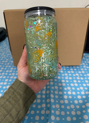 Pre-Made Snowglobe Gold Butterflies