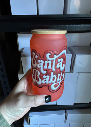 Pre-Made 16oz Libbey Santa Baby