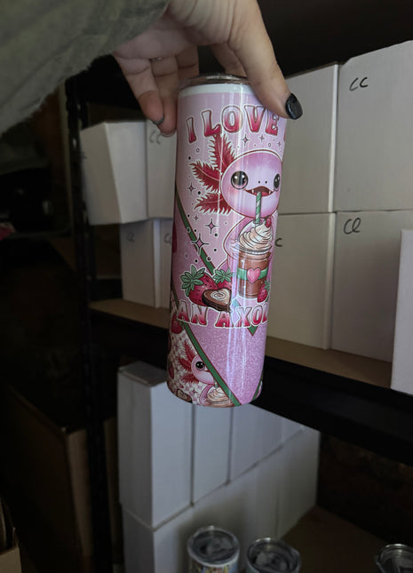Pre-Made 20oz I Love You an Axolotl Pink