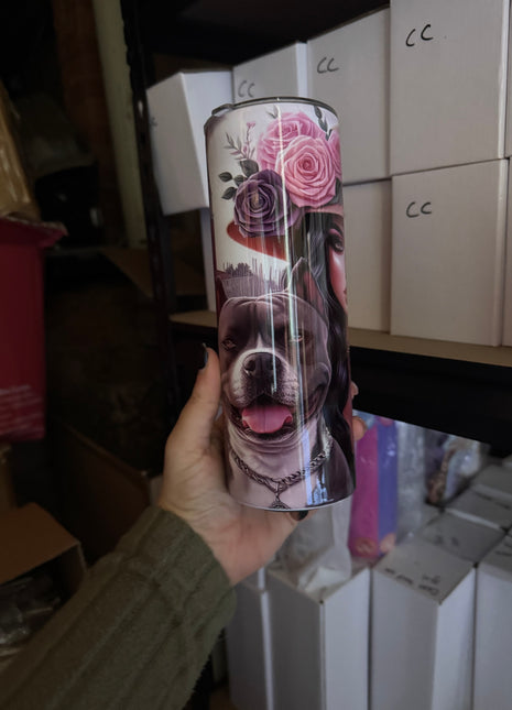 Pre-Made 20oz Girl and her Staffy