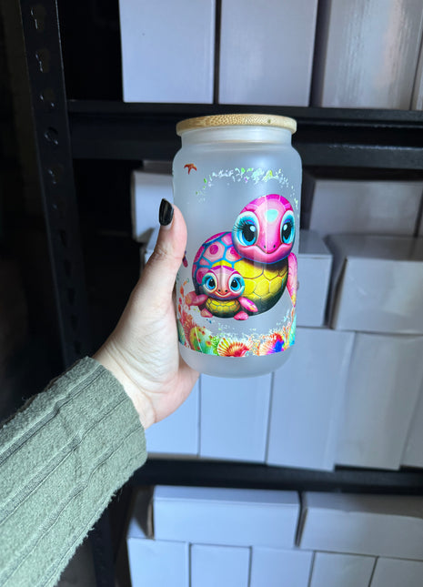 Pre-Made 16oz Libbey Mumma and Baby Turtle