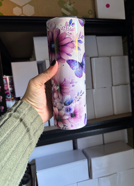 Pre-Made 20oz Purple Buttefly