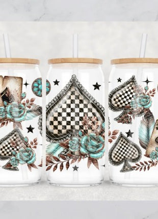 16oz Frosted Checker Spades
