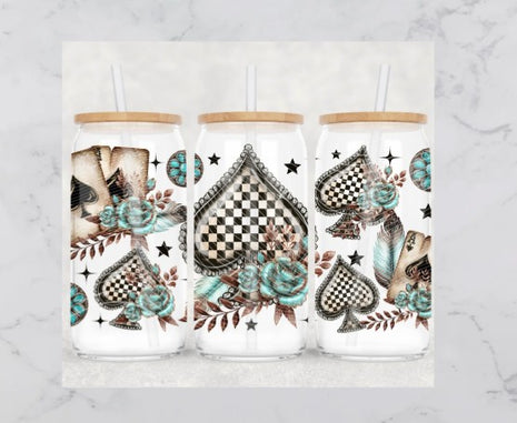 16oz Frosted Checker Spades
