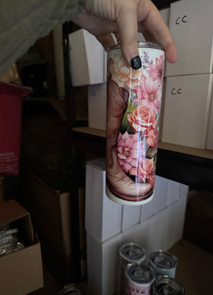Pre-Made 20oz Cowgirl Boots and Flower
