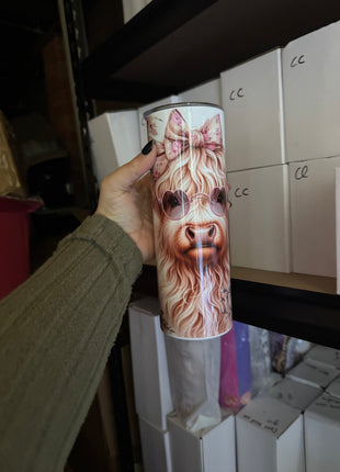 Pre-Made 20oz Glasses Highland Cow