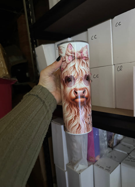 Pre-Made 20oz Glasses Highland Cow