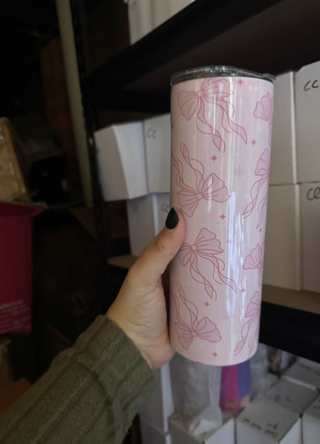 Pre-Made 20oz Pink Flowy Bows