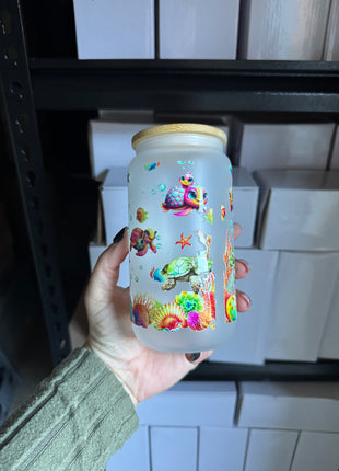Pre-Made 16oz Libbey Mumma and Baby Turtle