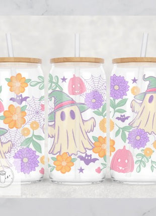 16oz Frosted Floral Ghost
