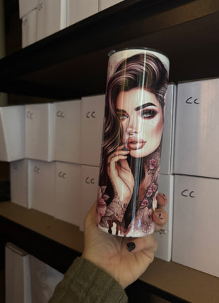 Pre-Made 20oz Just a Girl Who Loves Makeup and Tattoos