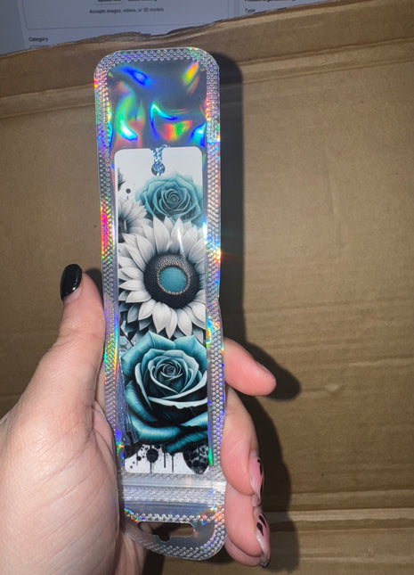 Pre-Made Purple Sunflower Blue Rose Bookmark