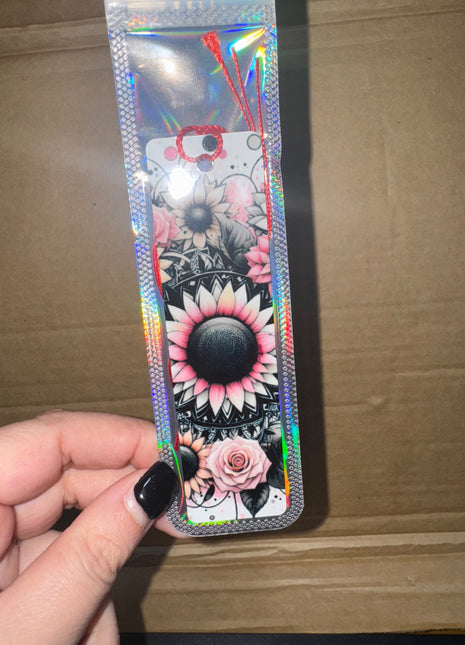 Pre-Made Pink Sunflower Black Mandala Bookmark