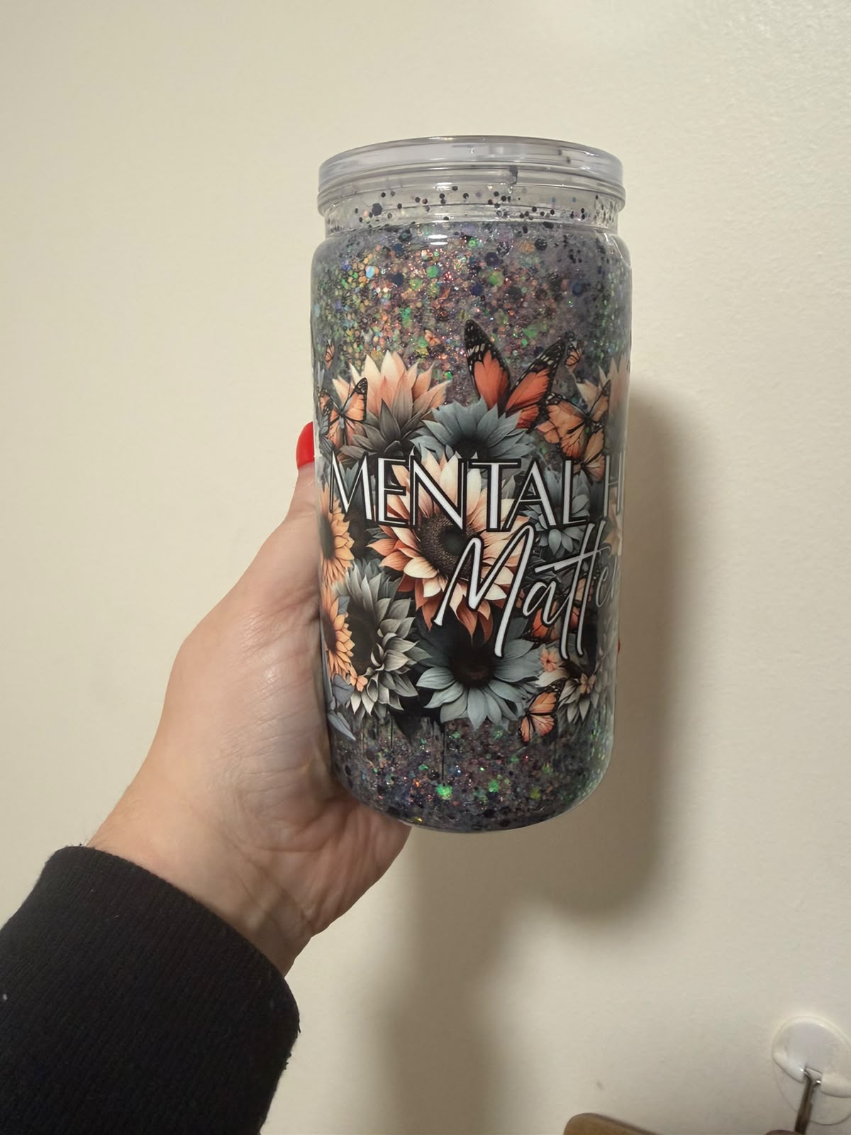 16oz Acrylic Snowglobe Mental Health Matters