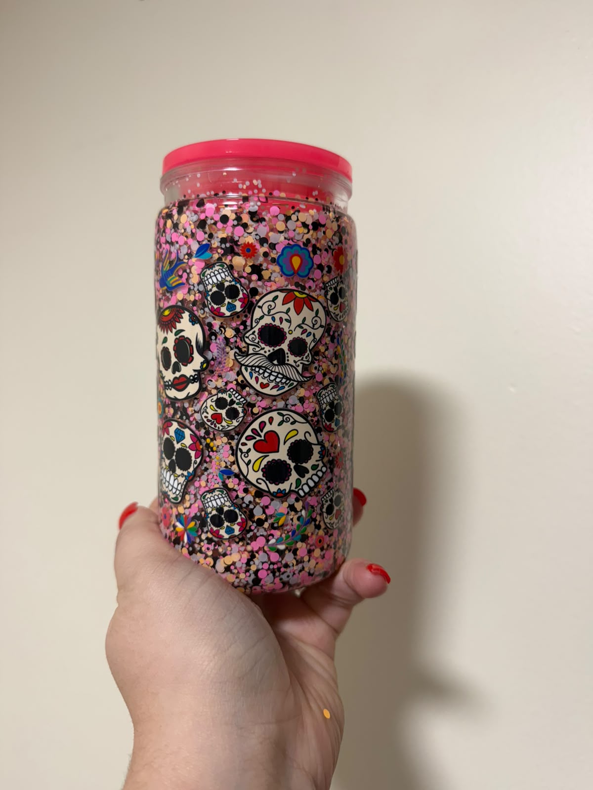 16oz Acrylic Dawn of the Dead Skull Snowglobe