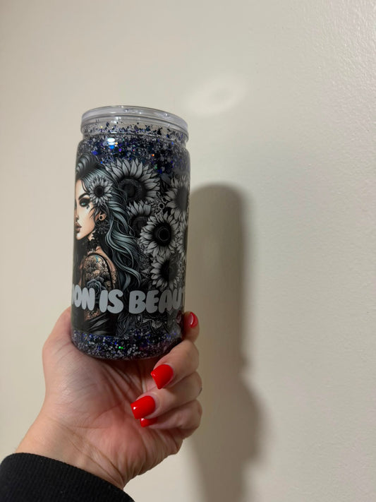 16oz Acrylic Imperfection is Beauty Snowglobe