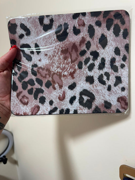 Premade Beige Leopard Print Mousepad
