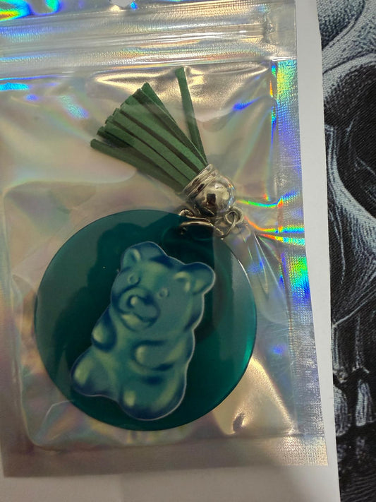 Premade Blue Gummy Bear Keyring