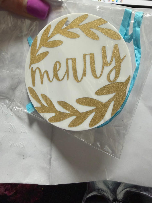 Premade Merry Ornament
