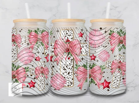 16oz Frosted Christmas Cross