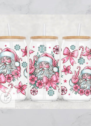 16oz Frosted Pink Santa