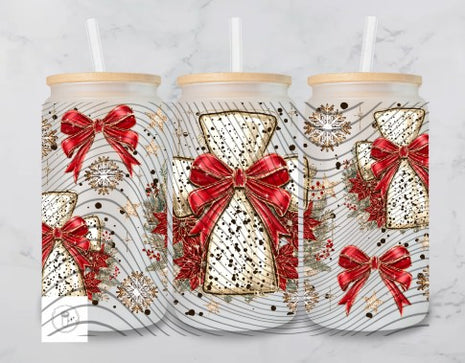 16oz Frosted Red Christmas Cross