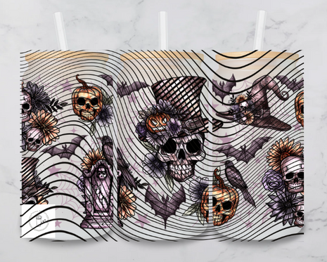 16oz Frosted Top Hat Skull Purple
