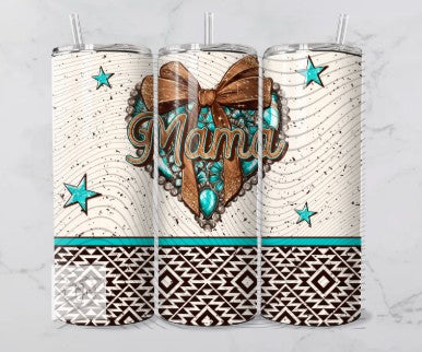 20oz Turquoise Heart Mama